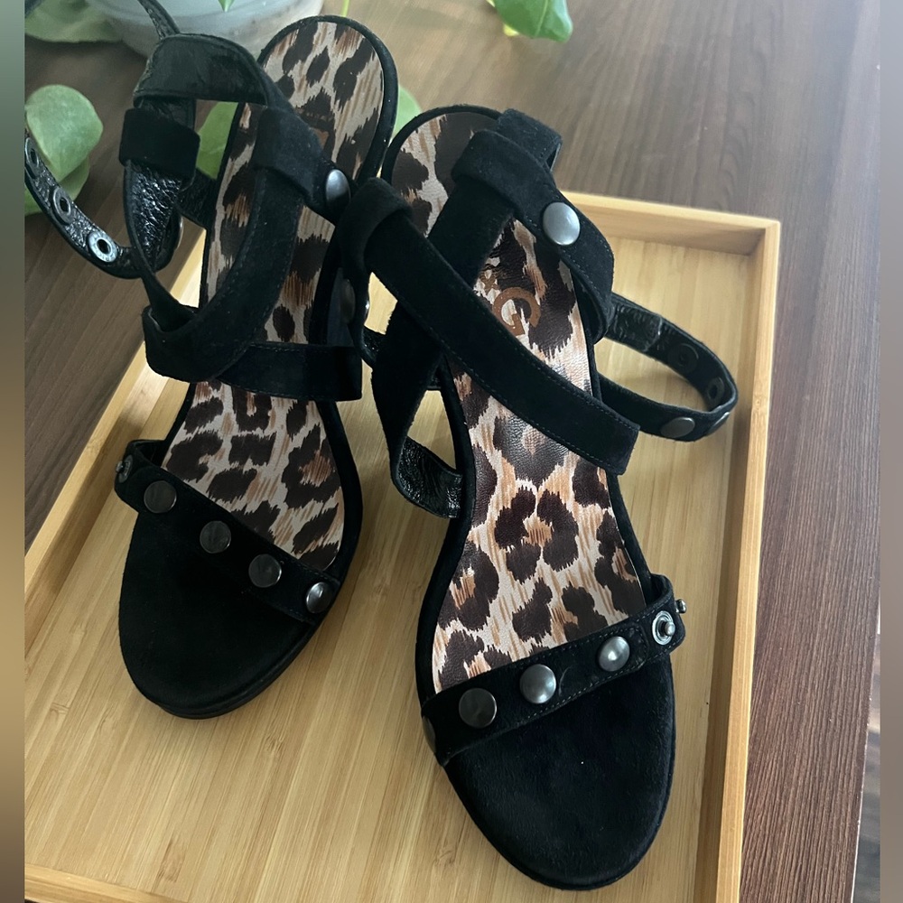 Vintage Dolce & Gabbana 90s High Heel Wedge Suede Sandals (37.5) 7.5 US NWOT